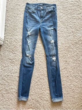 HOLLISTER Distressed Jeans Size 1R W25 L30 High Rise Super Skinny